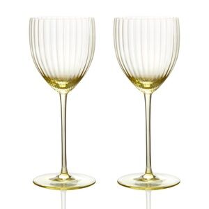 NEW Caskata Quinn Citrine White Wine Glasses (in box) set of two